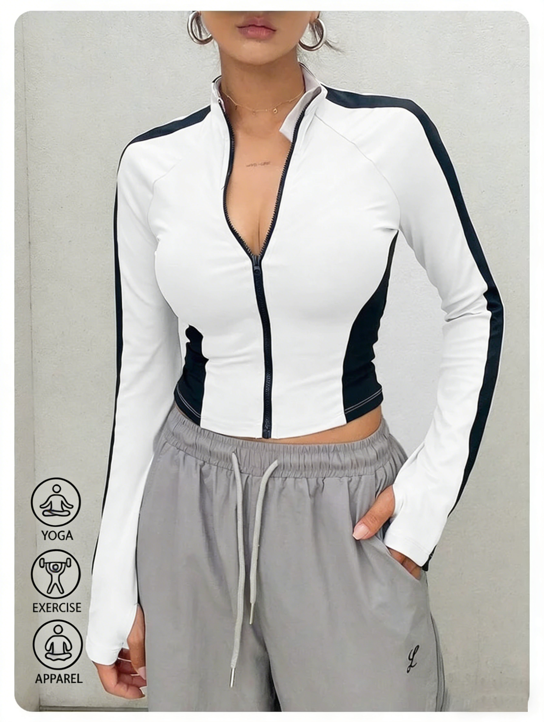 Yoga Fitness Top - Yoga Clothes Stand Up Collar Jacket