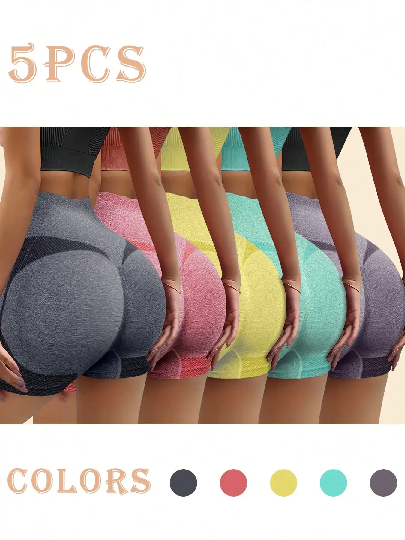 [Seamless Yoga Shorts] 5pcs Hi - Yoga Fitness Top review and price
